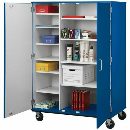 I.D. SYSTEMS 67'' Tall Royal Blue Closed Shelf Storage Cart with Lock 80185F67045 538185F67045